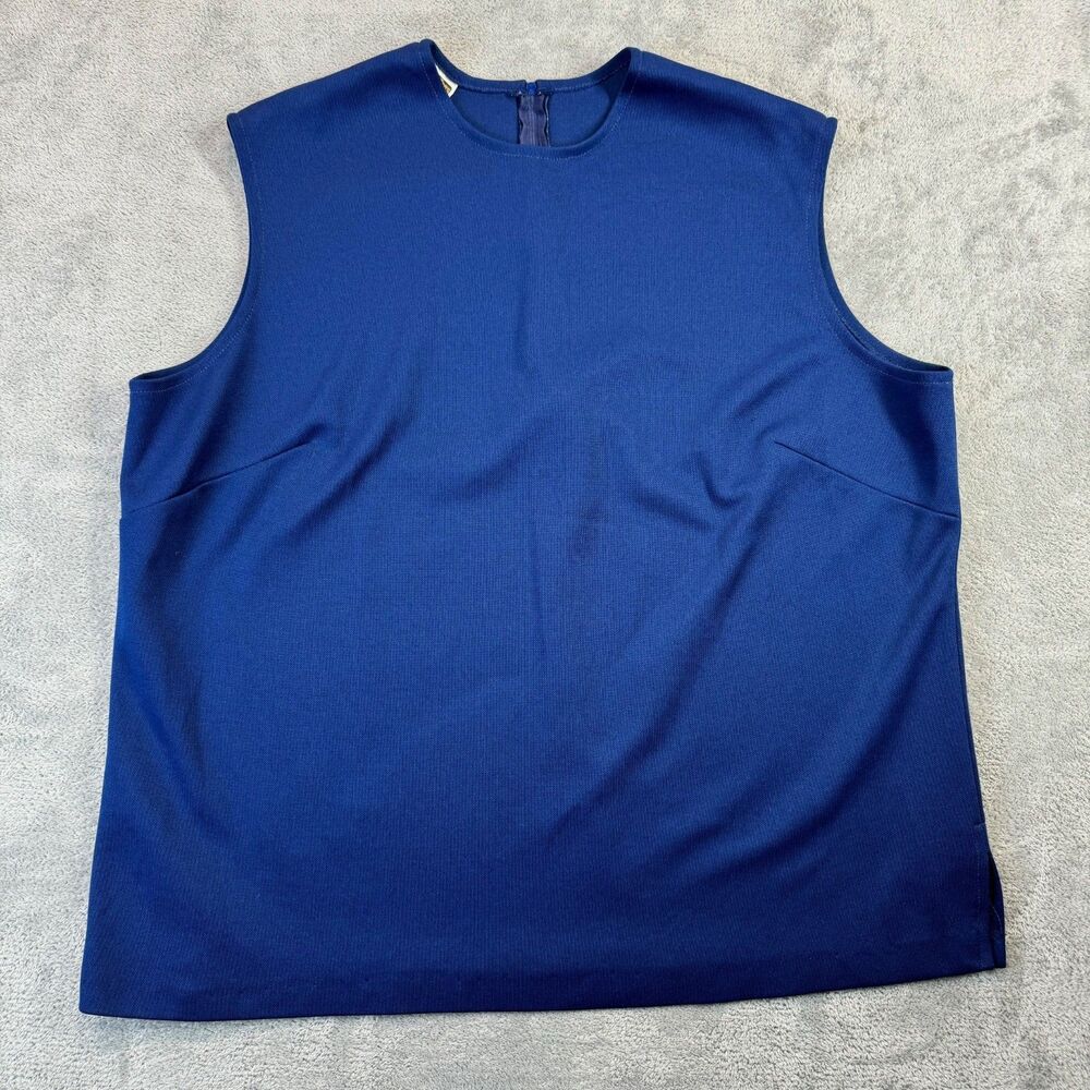 Vintage Ample Togs California Tank Blouse Womens Plus Size Blue Sleeveless Top